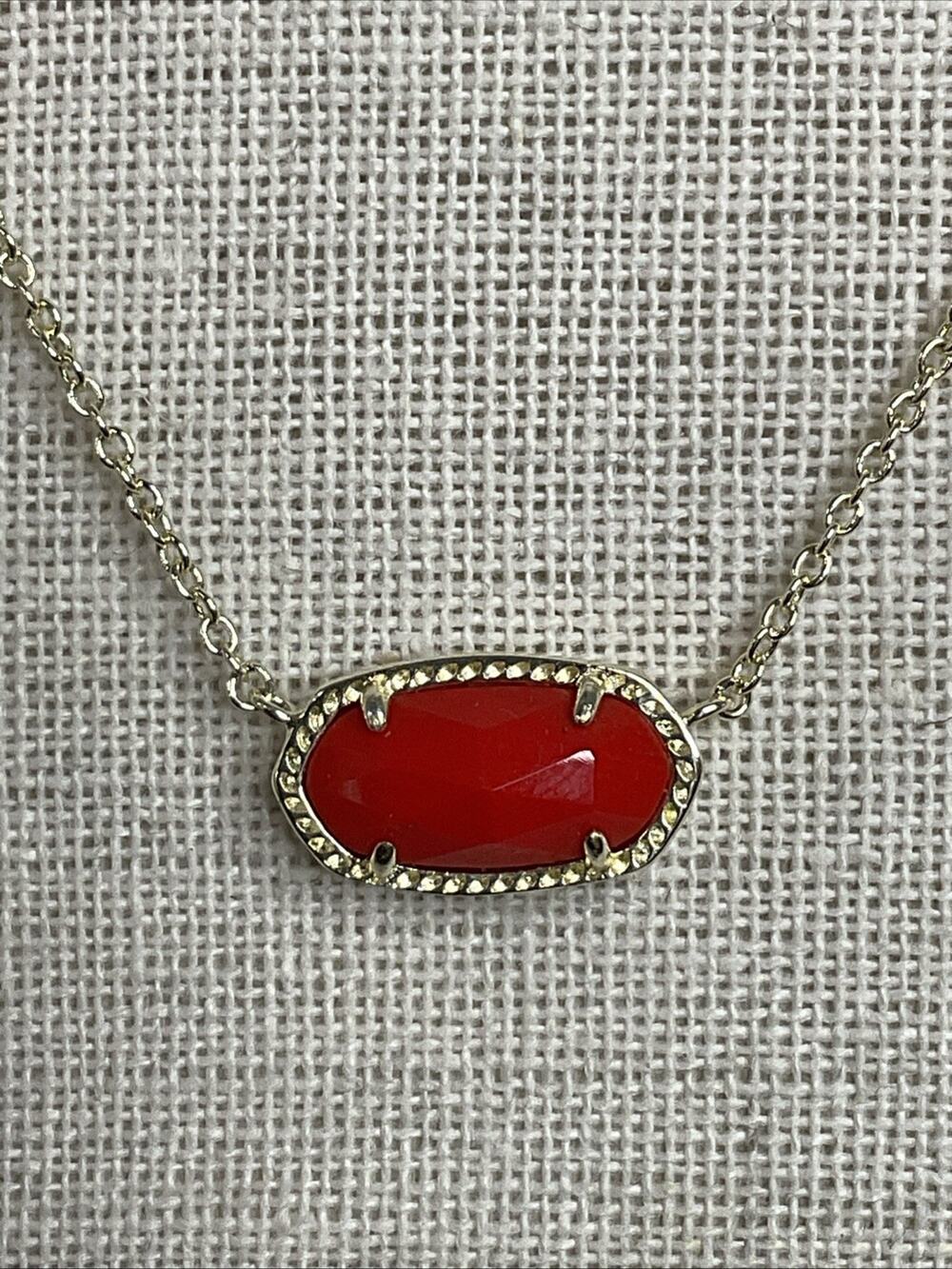 Kendra Scott Elisa Gold Tone Pendant Necklace In Bright Red